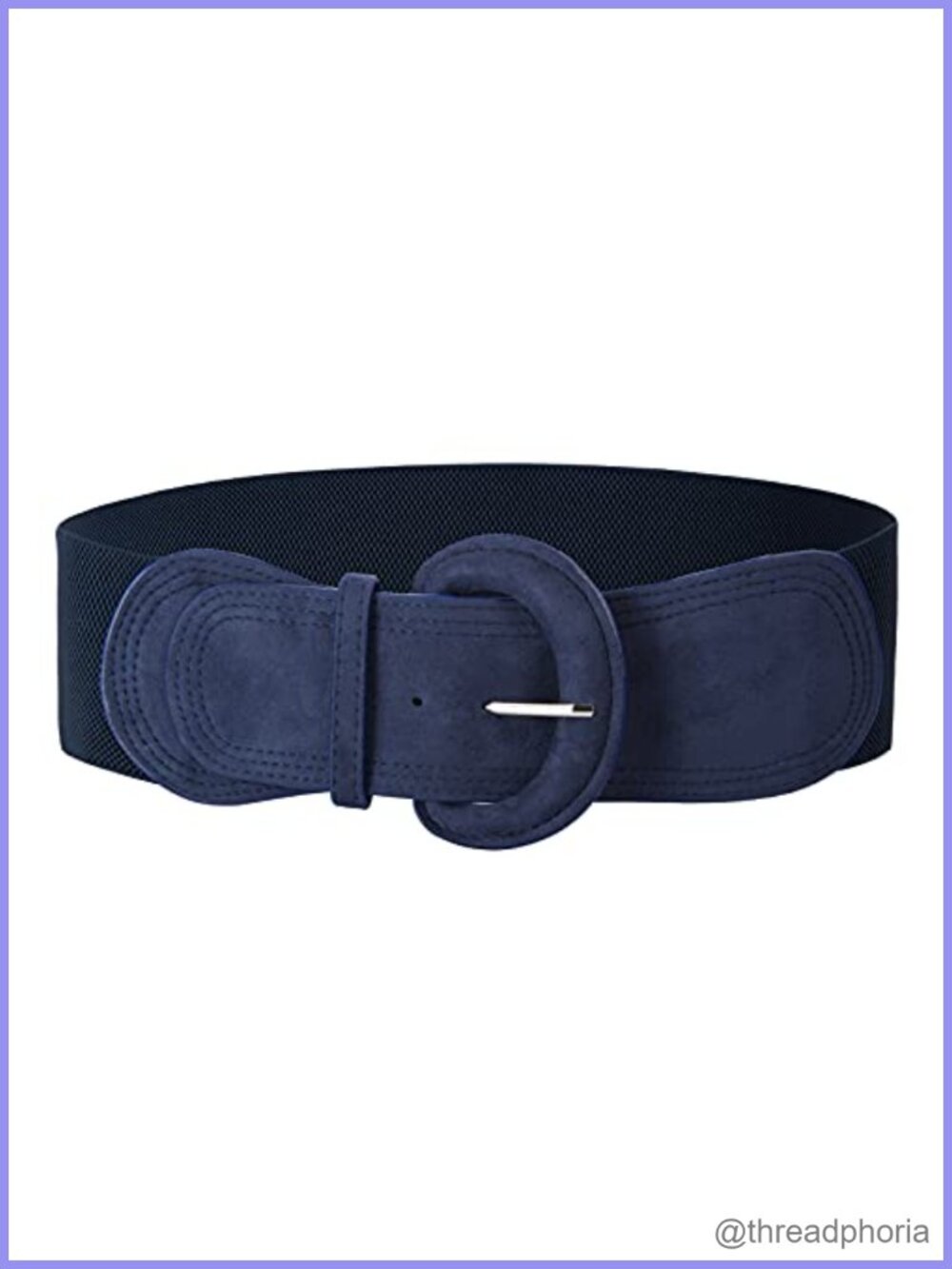 Wide Elastic Chunky Belt with Buckle Faux Suede Faux Leather Adjustable Waist